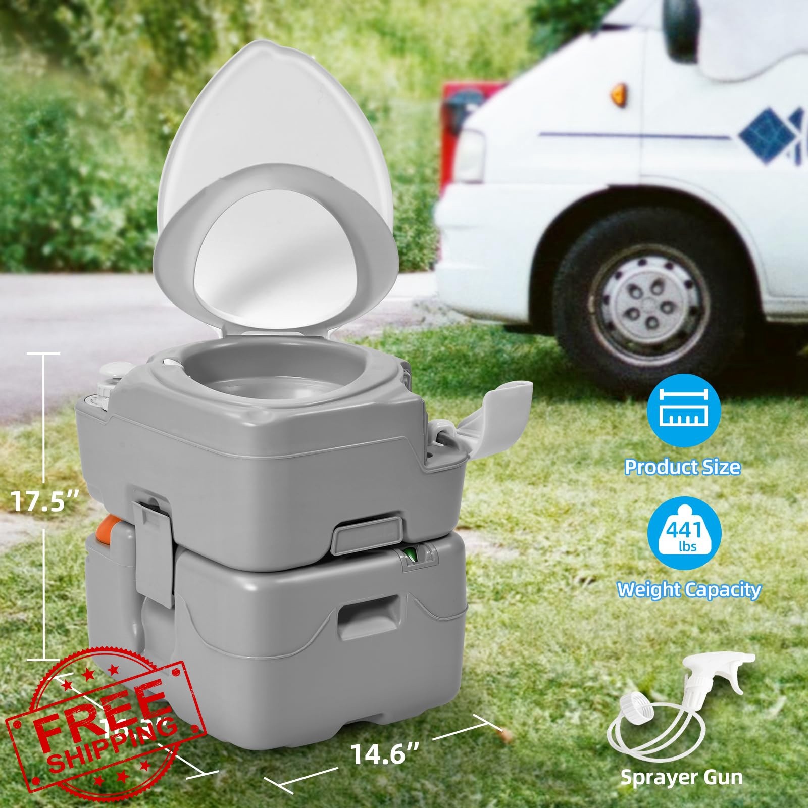 YITAHOME Portable Toilet 5.8 Gal Diagonal Bag Sprayer