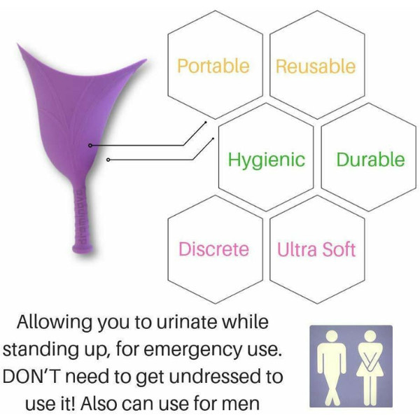 REUSABLE FEMALE PEE URINAL FUNNEL WOMEN CAMPING OUTDOOR URINATION DEVICE