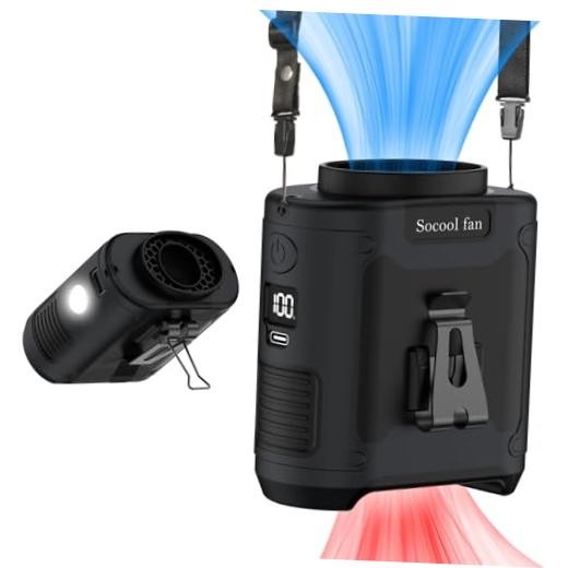 Socool 10000mAh Portable Waist Fan Clip on BLACK 10000.0 Milliamp Hours