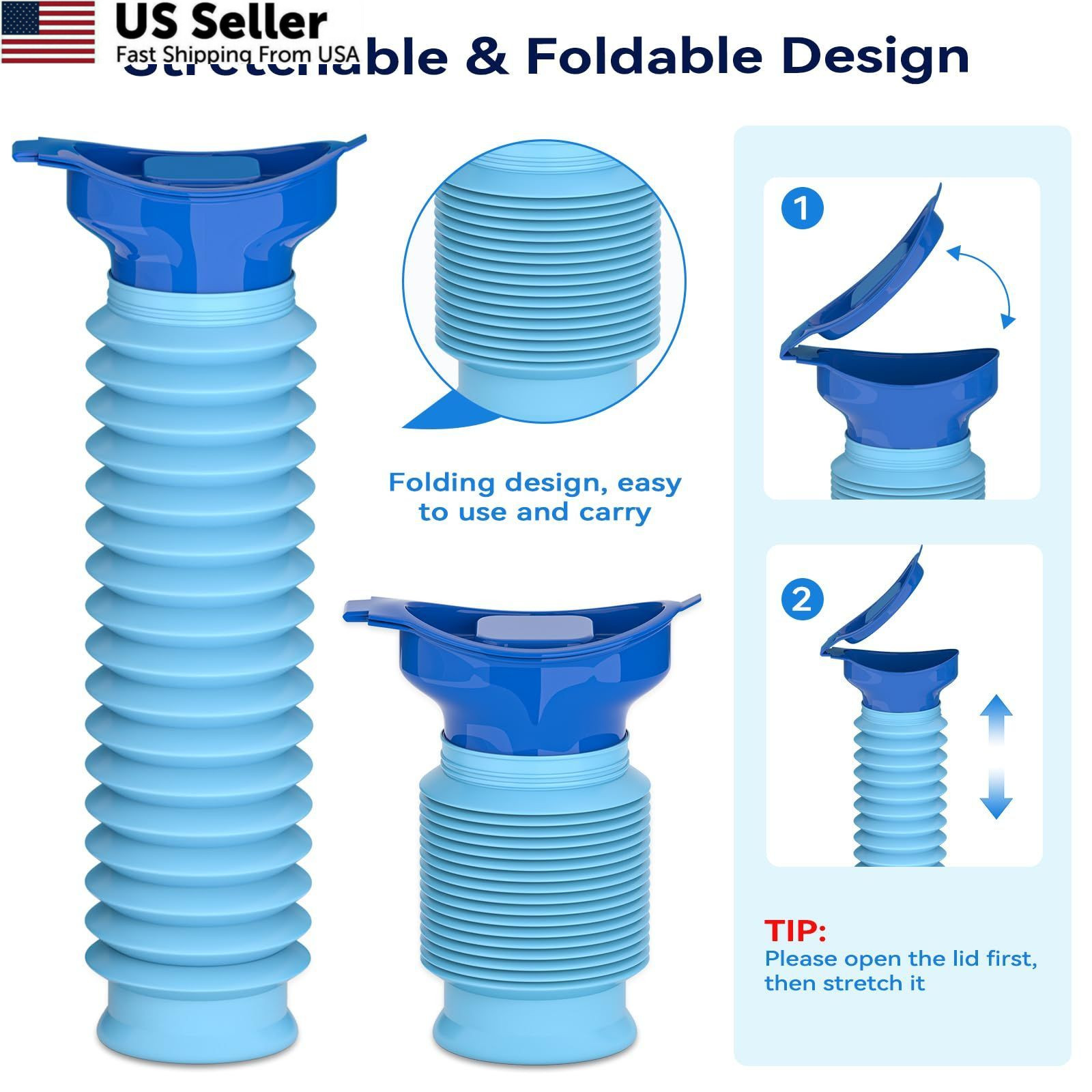 Pee Bottles for Men, Adjustable Emergency Urinal 750ml, Car One Size, Blue
