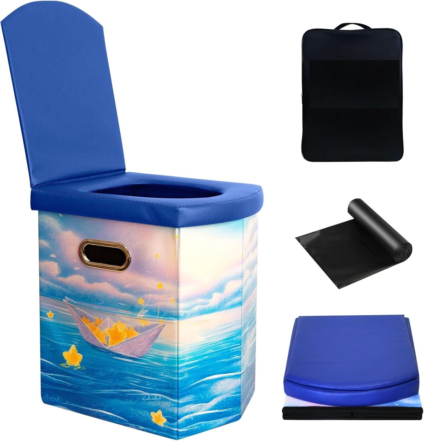 Upgrade XL Portable Toilet for Adults, Extra Large Portable Travel Floding