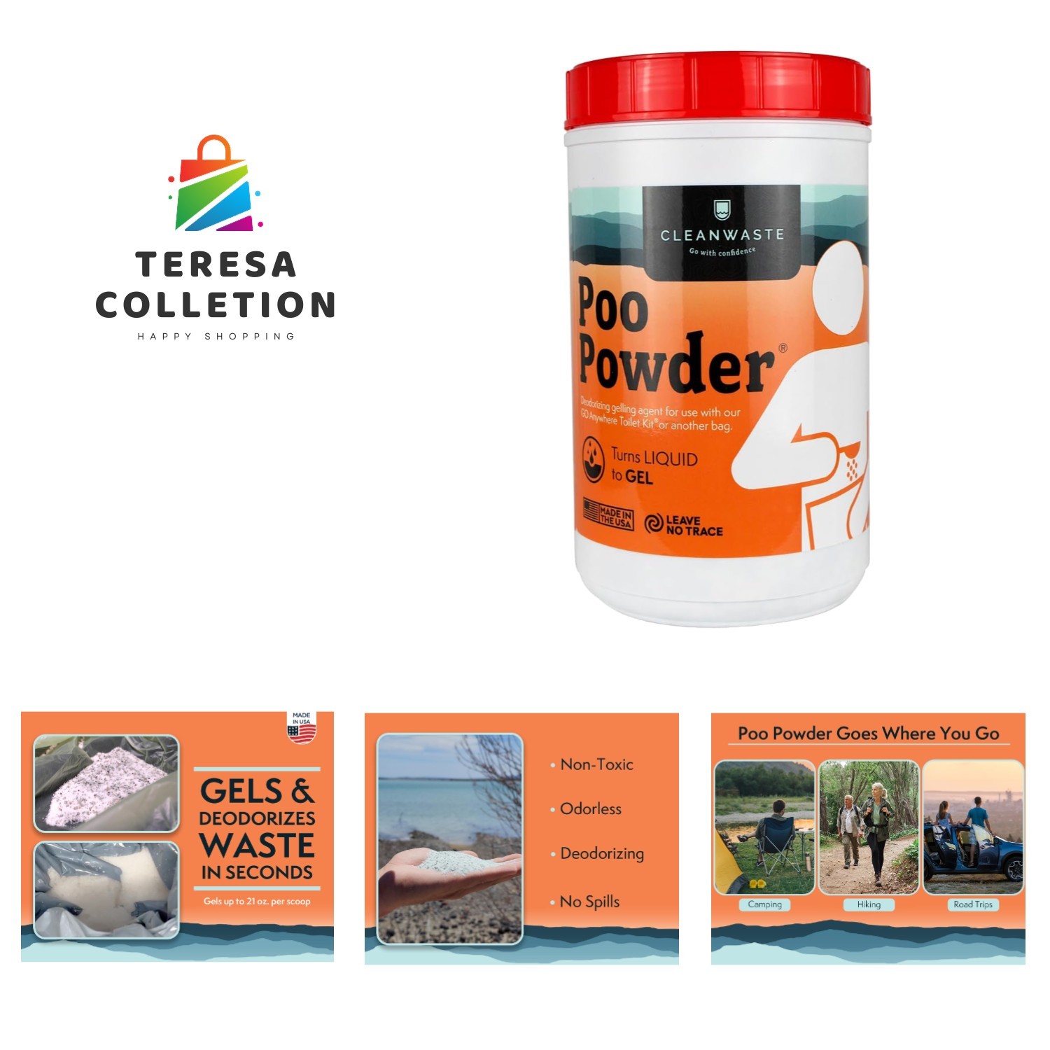 Portable Biodegradable Poo Powder – Gelling Waste Treatment for Travel & Camping