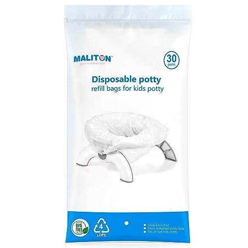 [30 Counts] Disposable Potty Liners with Absorbent Pads, Portable 30 Packs