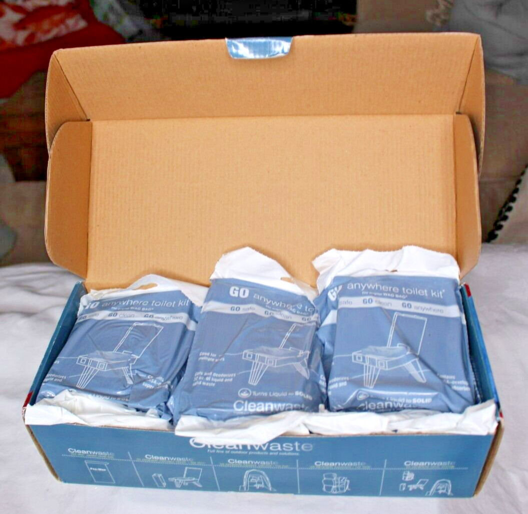 Cleanwaste GO Anywhere Toilet Waste Kits-12/Pack CASE NEW
