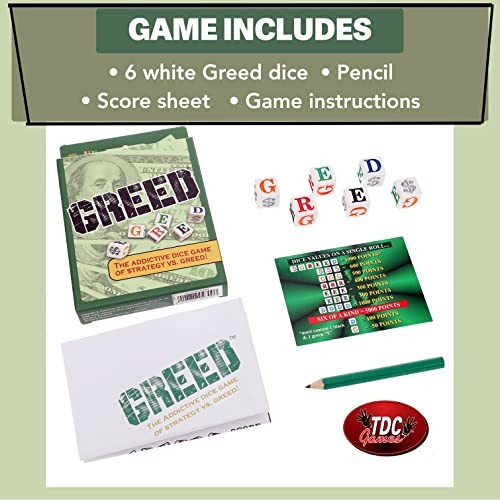 Greed Dice Game – Great for Party Favors, Stocking Stuffers, Camping, Travel