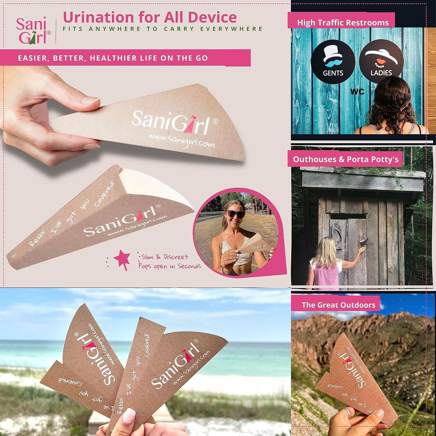 Portable Travel Urinal for Women | Feminine Hygiene | Pee Standing Up | 50 Count