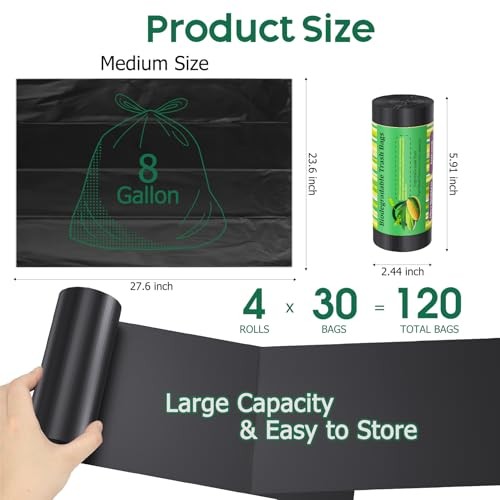 Portable Camping Toilet Bags, Biodegradable Compostable Trash Bags, 5-8 100