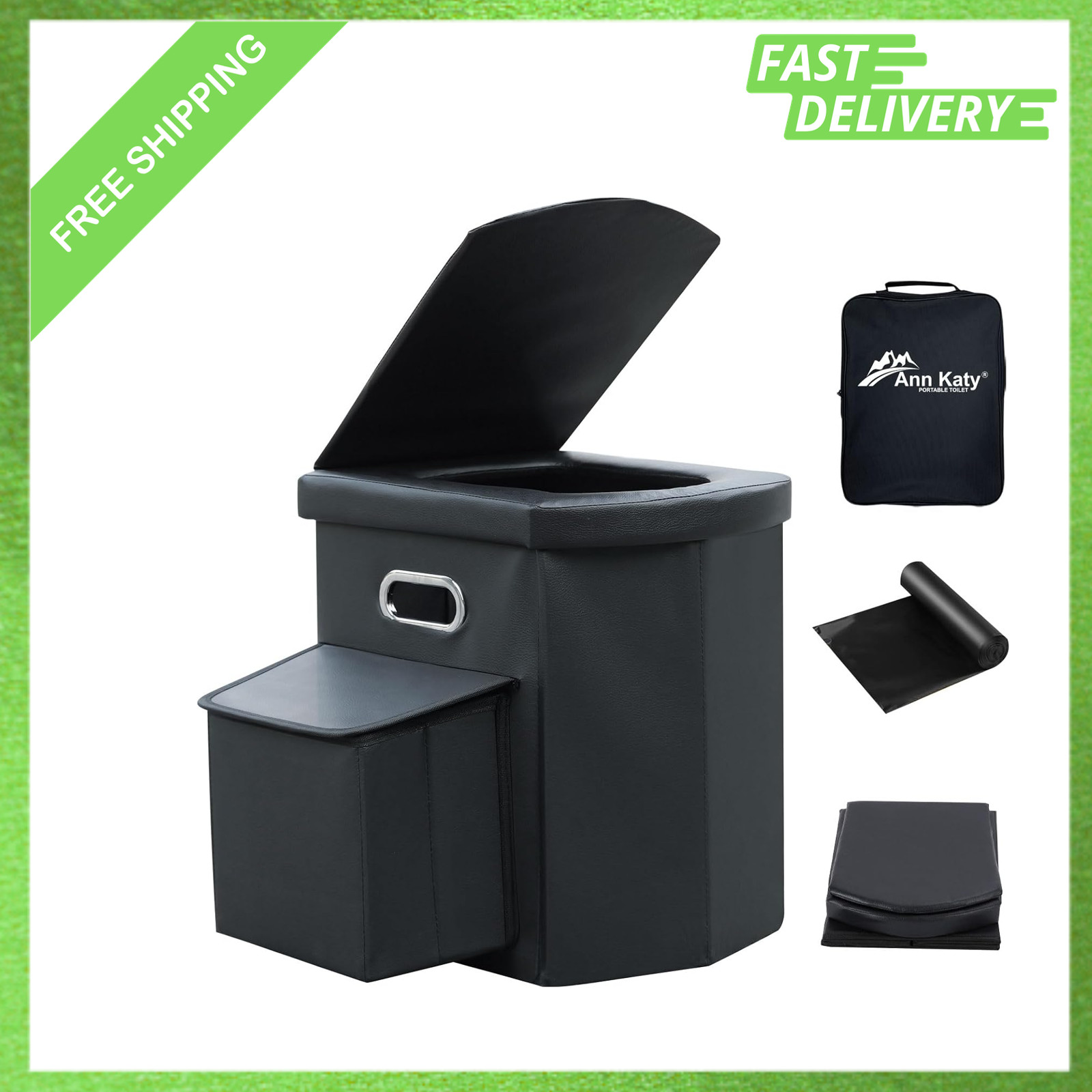 Portable Toilet XL, Folding Travel Toilet for Adults Kids, Camping Car Beach