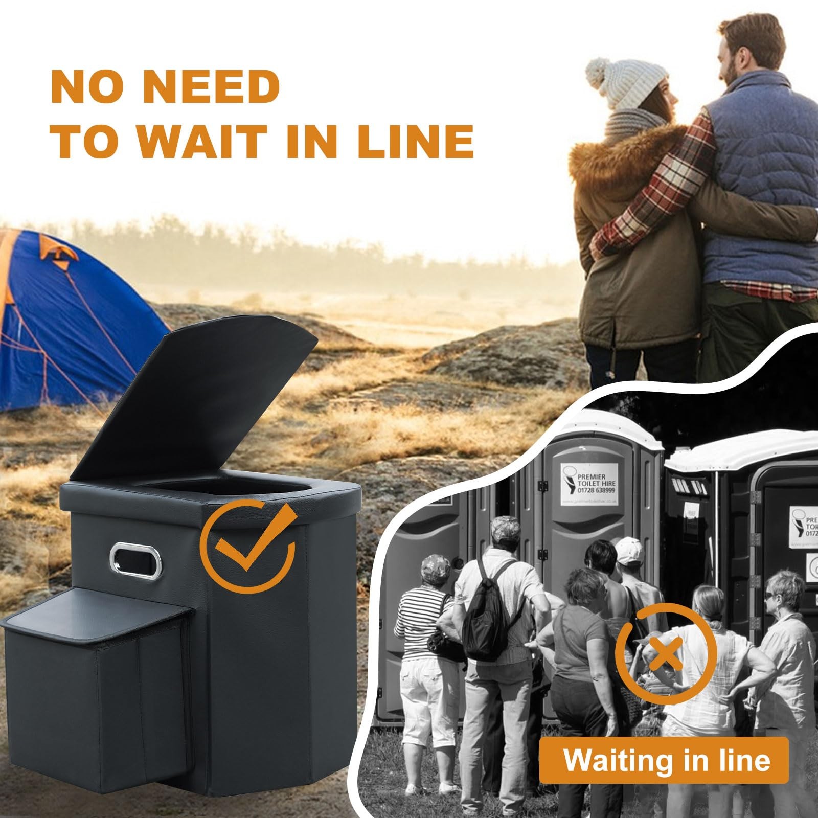Ann Katy Upgrade XL Portable Toilet for Adults, Extra Large Portable Travel F…
