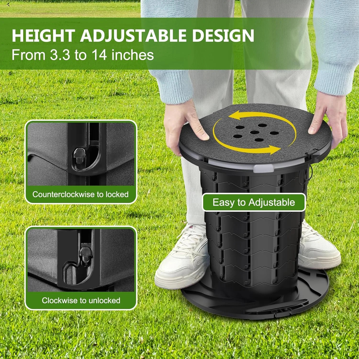BLIKA Upgraded Retractable Portable Toilet with Soft Cushioned Seat, 350LBS Fold