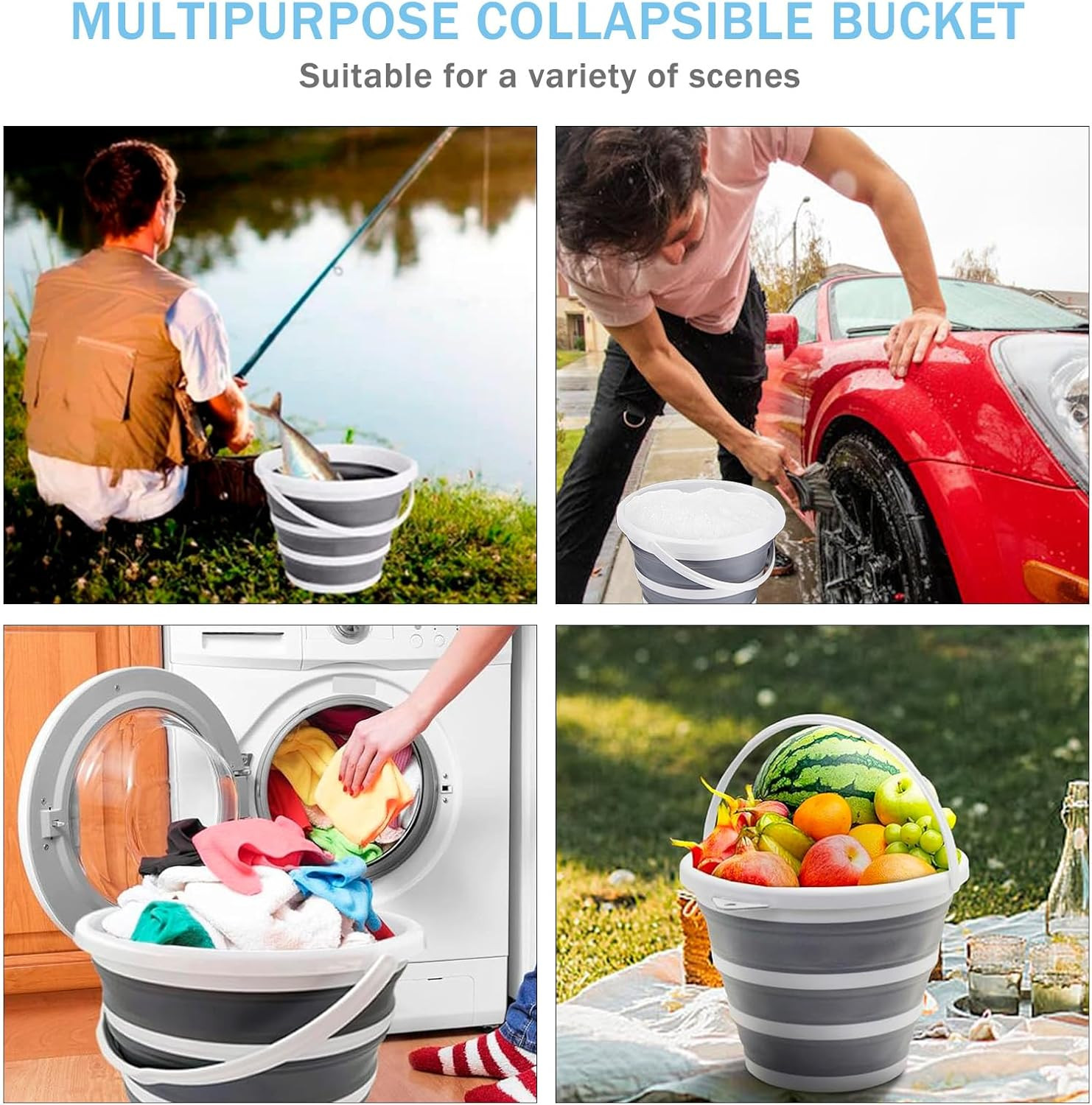 2-Pack Collapsible Buckets – 2.6 Gallon (10L) Large Capacity, Essential for RV,