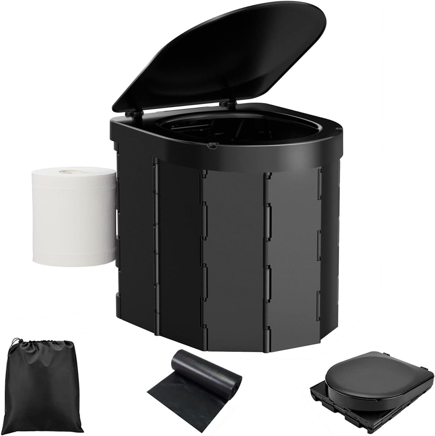 Upgraded Portable Camping Toilet With Lid And Paper Holder For Adults And Kids