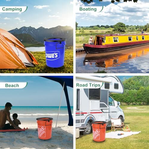 5 Gallon Bucket Toilet Seat w/ Lid Travel Outdoor Camping Hiking Snap On