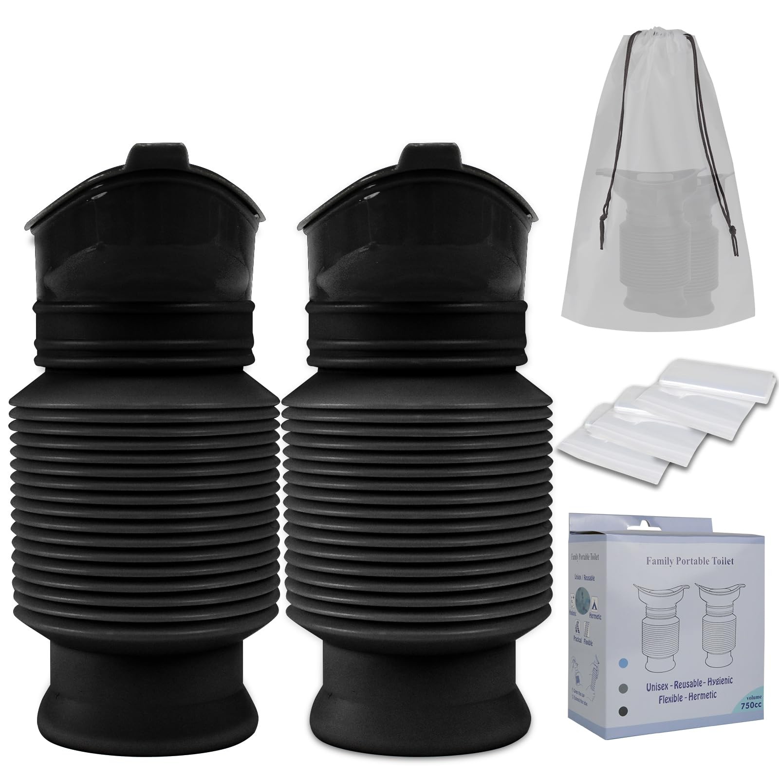 Portable Urinal 750ml Foldable Travel Toilet Emergency Pee Bottle