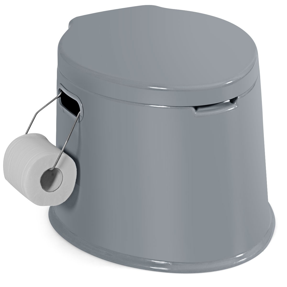 Portable Travel Toilet Indoor Outdoor W/Paper Holder for Outdoor Camping Grey