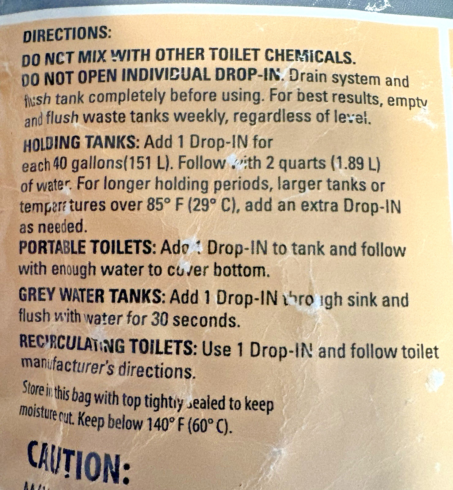 LOT OF 2 FULL TIME RV DROP-INS RV TOILET TREATMENT (ORANGE SCENT) 15 TREATMENTS