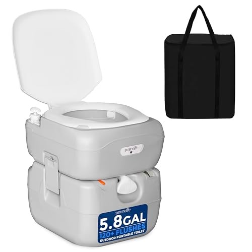 5.8 Gal Portable Camping Toilet with Carry Bag & Level Indicator | Self