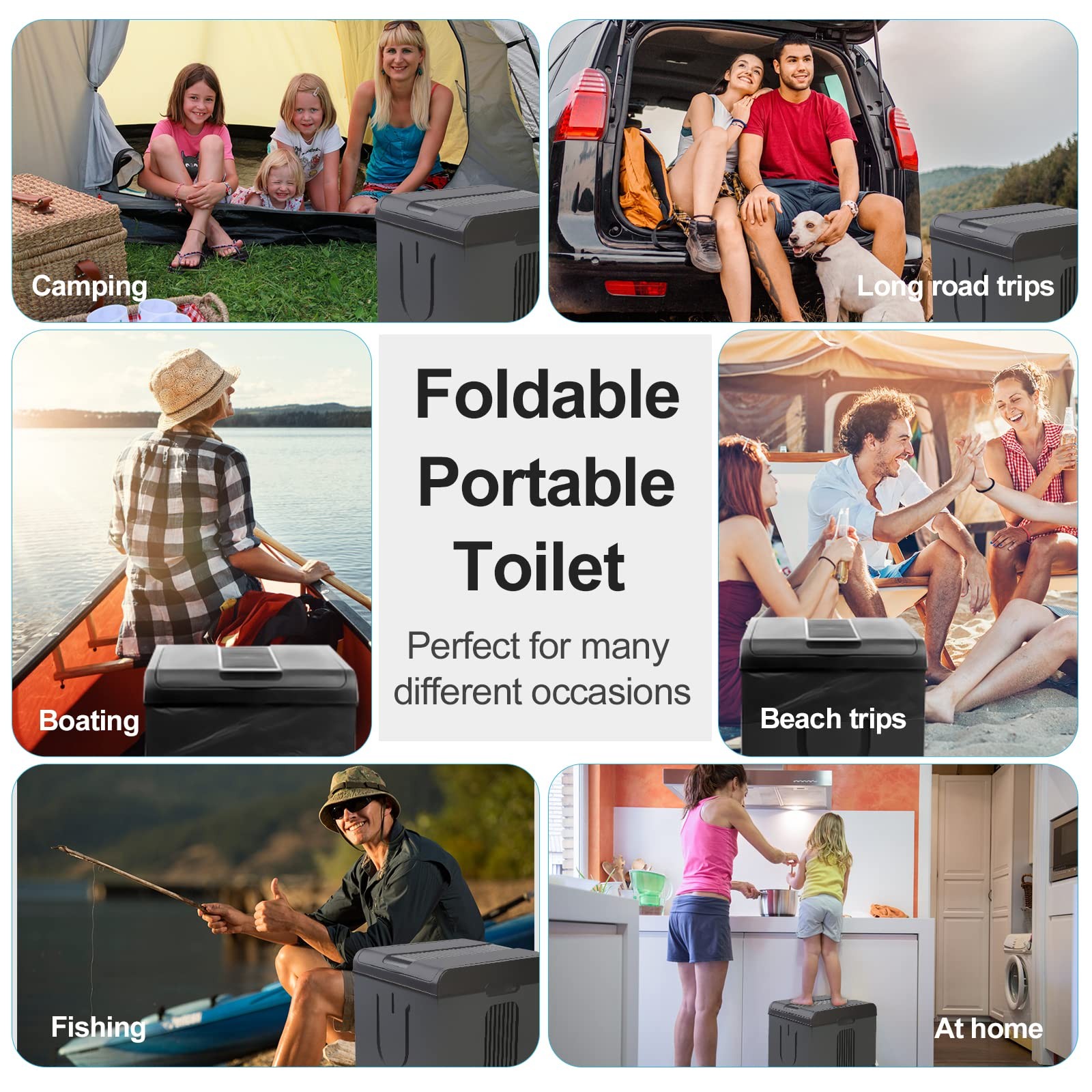 XXL Portable Toilet Camping Toilets for Car Indoor Outdoor Commode Foldable T…