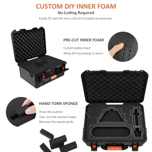 Portable Waterproof Starlink Mini Case with DIY Cutting Foam