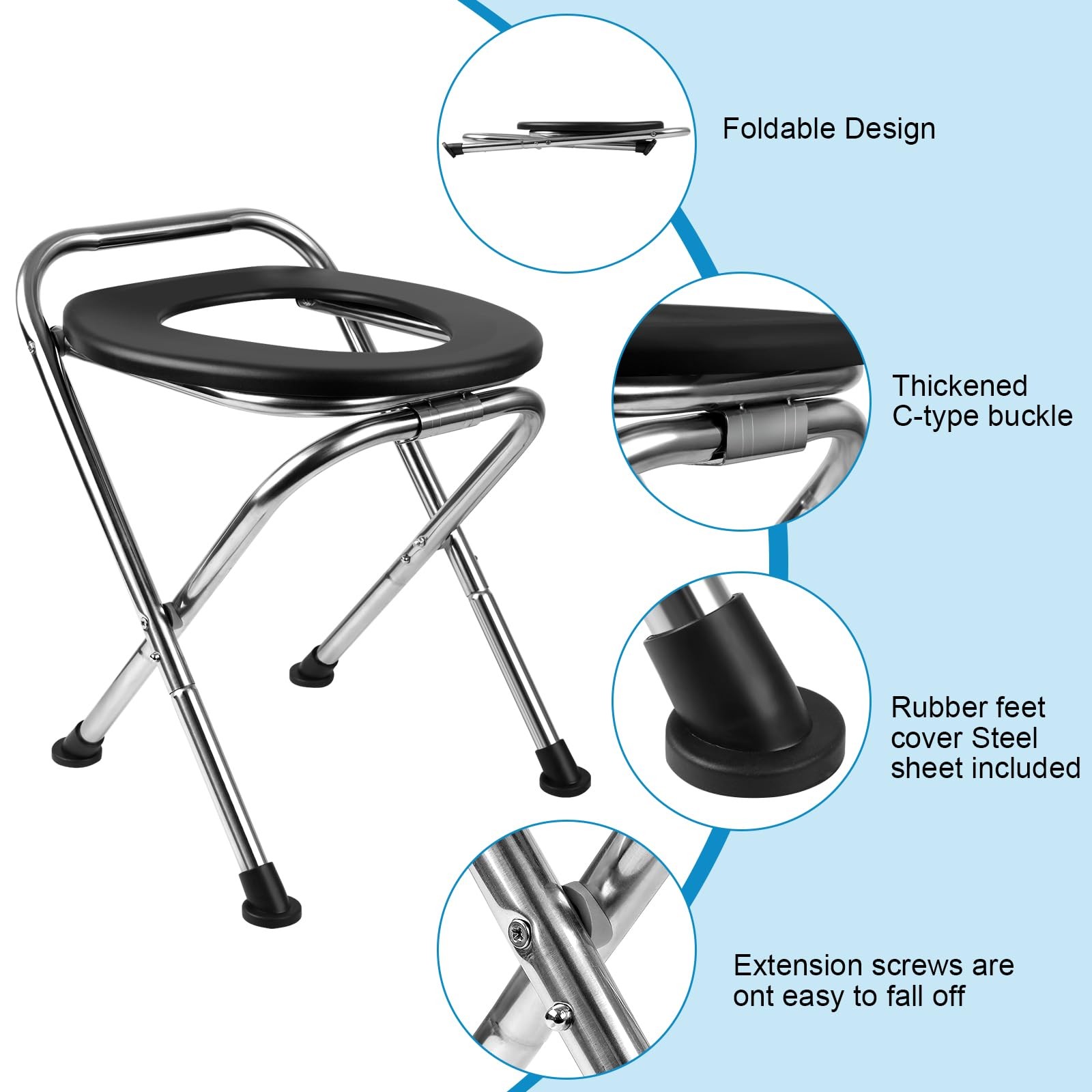 Portable Toilet for Camping, Portable Toilet Seat, Portable Toilet Travel, Stain