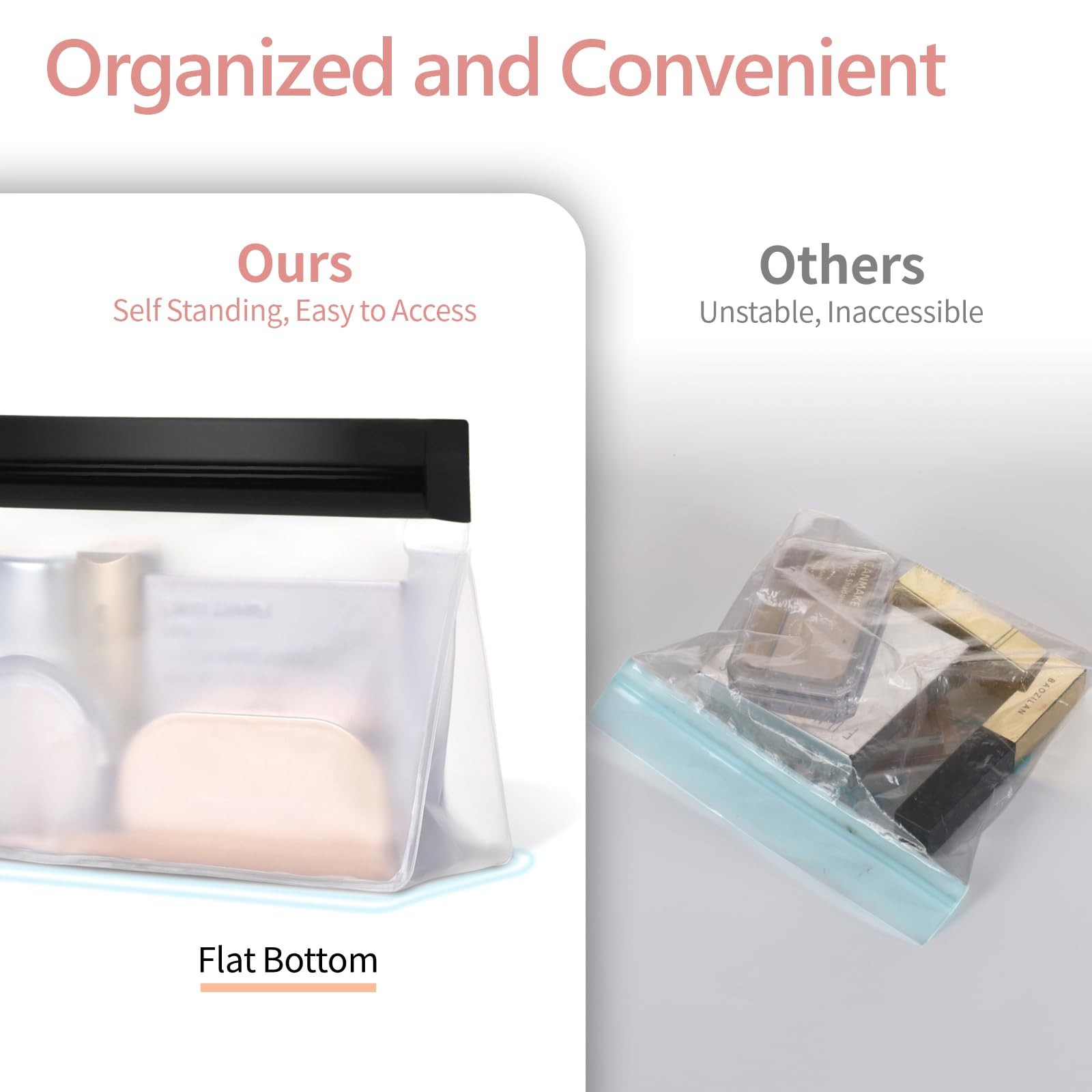 PACKISM Leakpoof Clear Toiletry Bags for Traveling – Sealed TSA 0-2L 2M-Black
