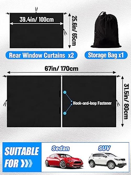Set of 3 Car Window Shades – 95% Light Blocking Sunshades, 1 3pcs Curtain Set