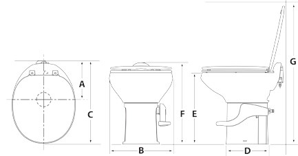 Thetford (T6H) 42062 Toilet Aqua Magic ® Style II Permanent High Profile