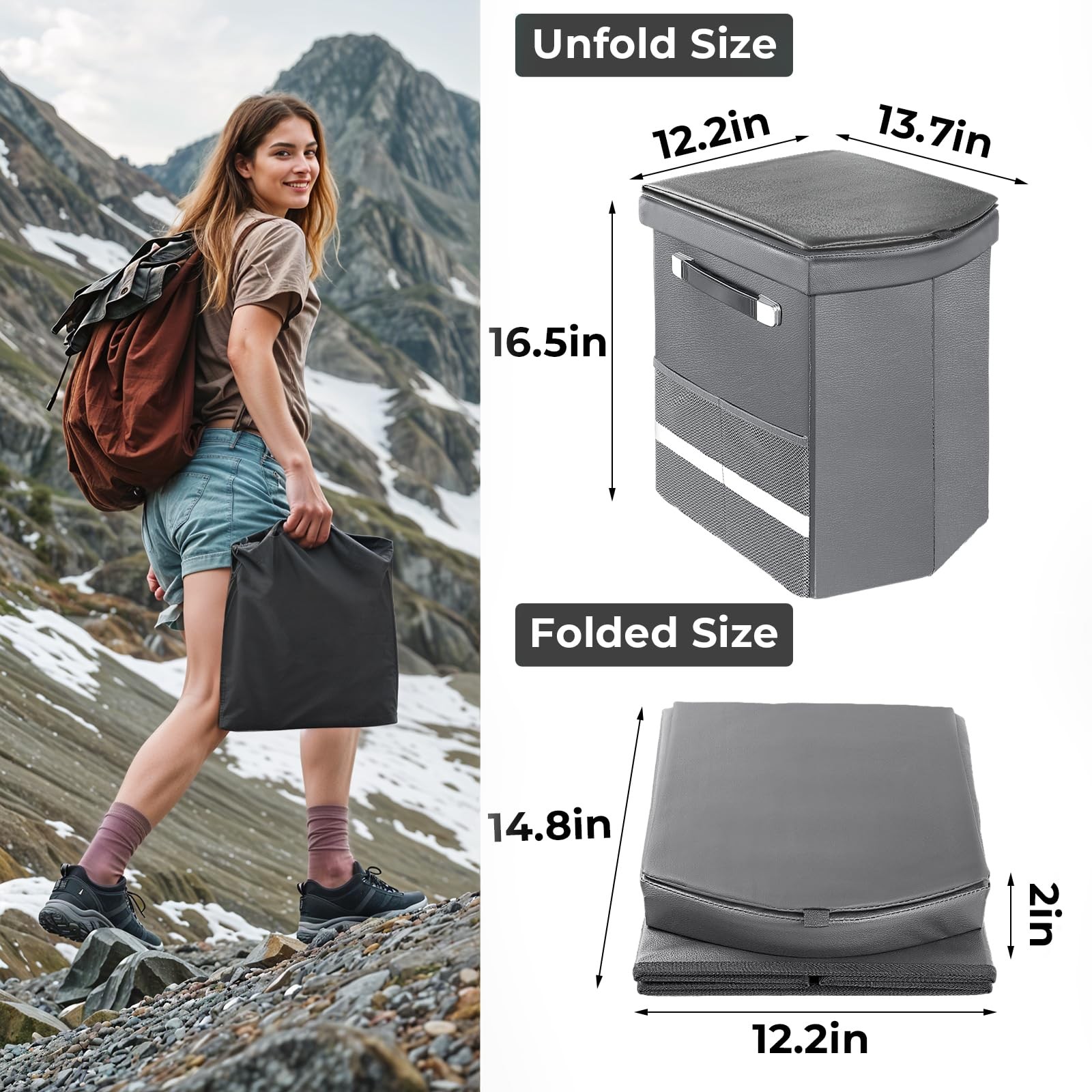 2026 Upgraded XL Portable Toilet for Adults,Tall Camping Toilet with Lid and …