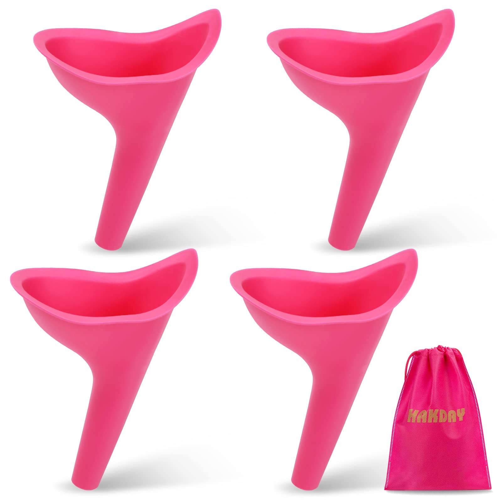 4 Pack Female Urinal Pee Funnel Portable Travel Camping Urination Device Pink