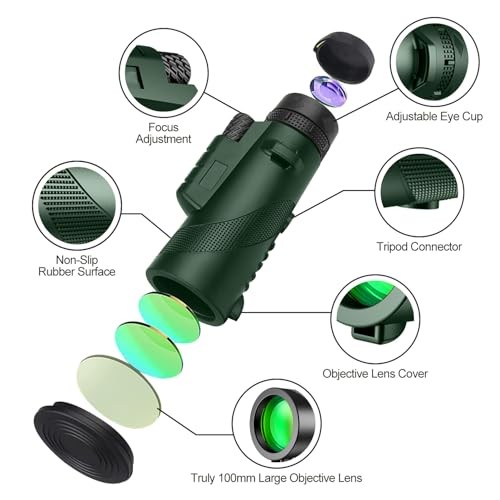 High-Definition 80×100 High-Powered Monocular Telescope for Green