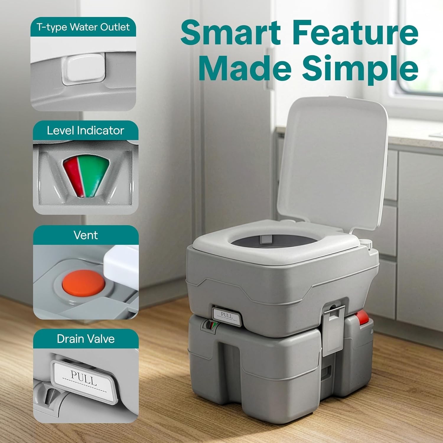 5.2 Gallon Camping Toilet with Full-Coverage Flush – Travel Made Comfortable