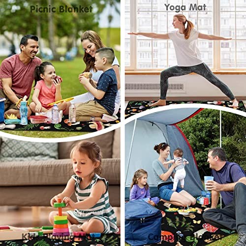Picnic Blankets Waterproof Foldable,60’‘x80” Portable Dual Layers Mushroom