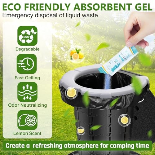 Camping Toilet Bags Eco Absorbent Gel Set, 15 Pcs-toilet Bags and Gel Set