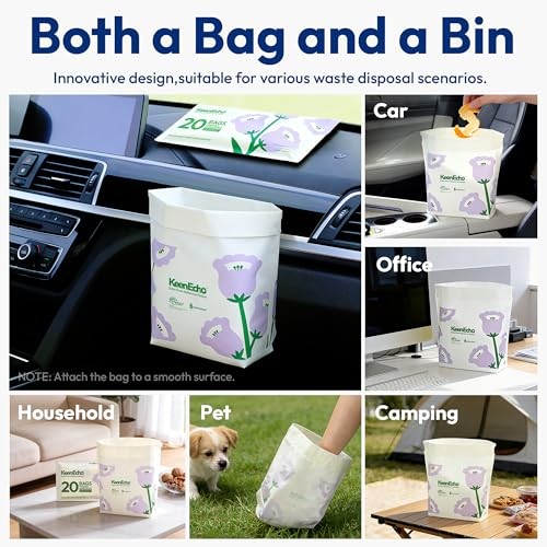 Disposable Car Garbage Bin Bags, Vomit Trash Bags Purple 20 Count (Pack of 1)