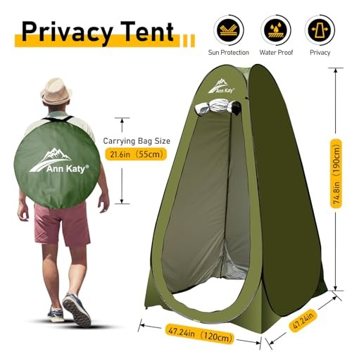 Portable Toilet with Pop Up Privacy Tent,XL Large Portable Toilet Green+Black