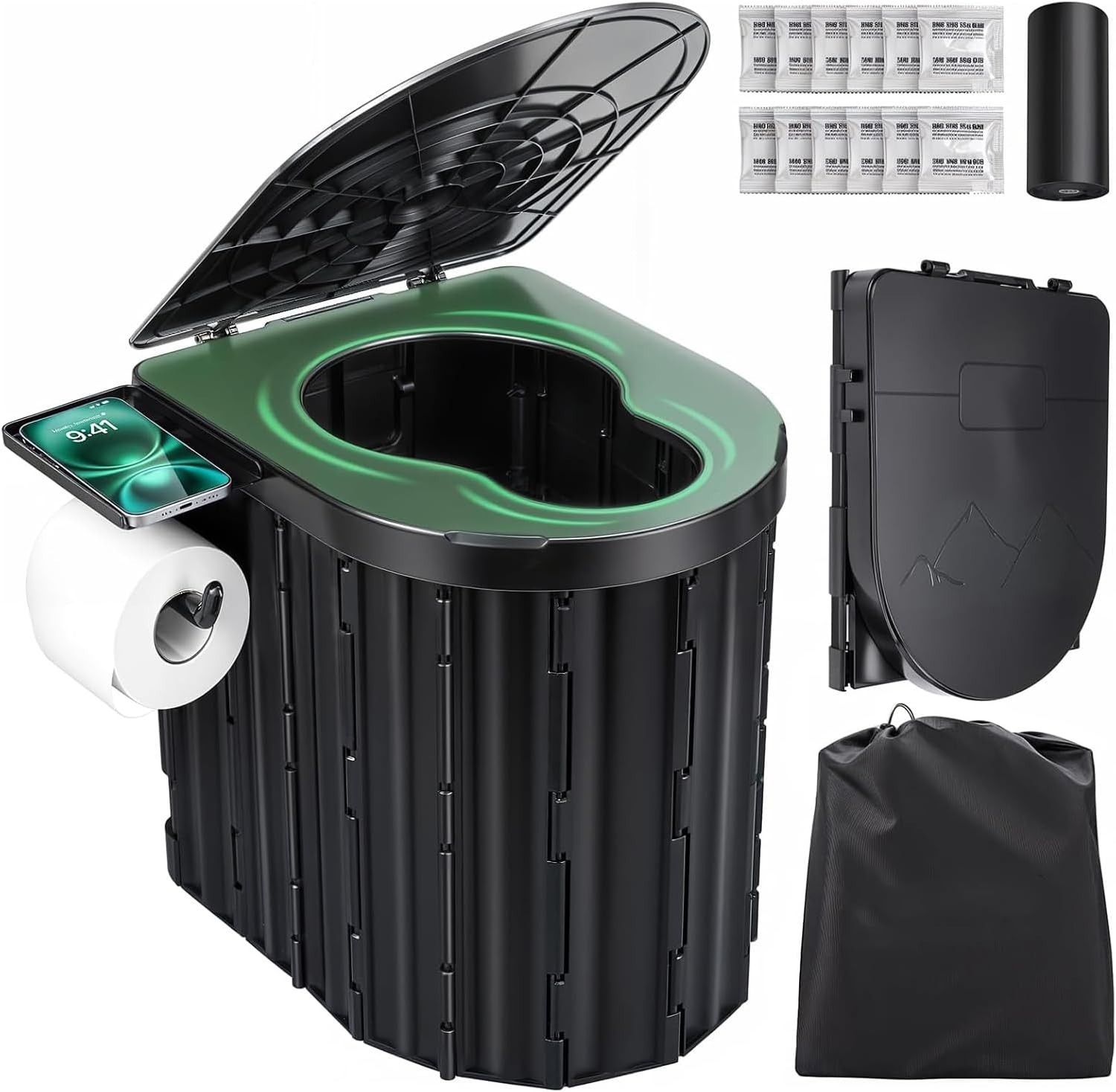 Camping Toilet, Portable Toilet for Adults, Portable Travel Folding Toilet wi…