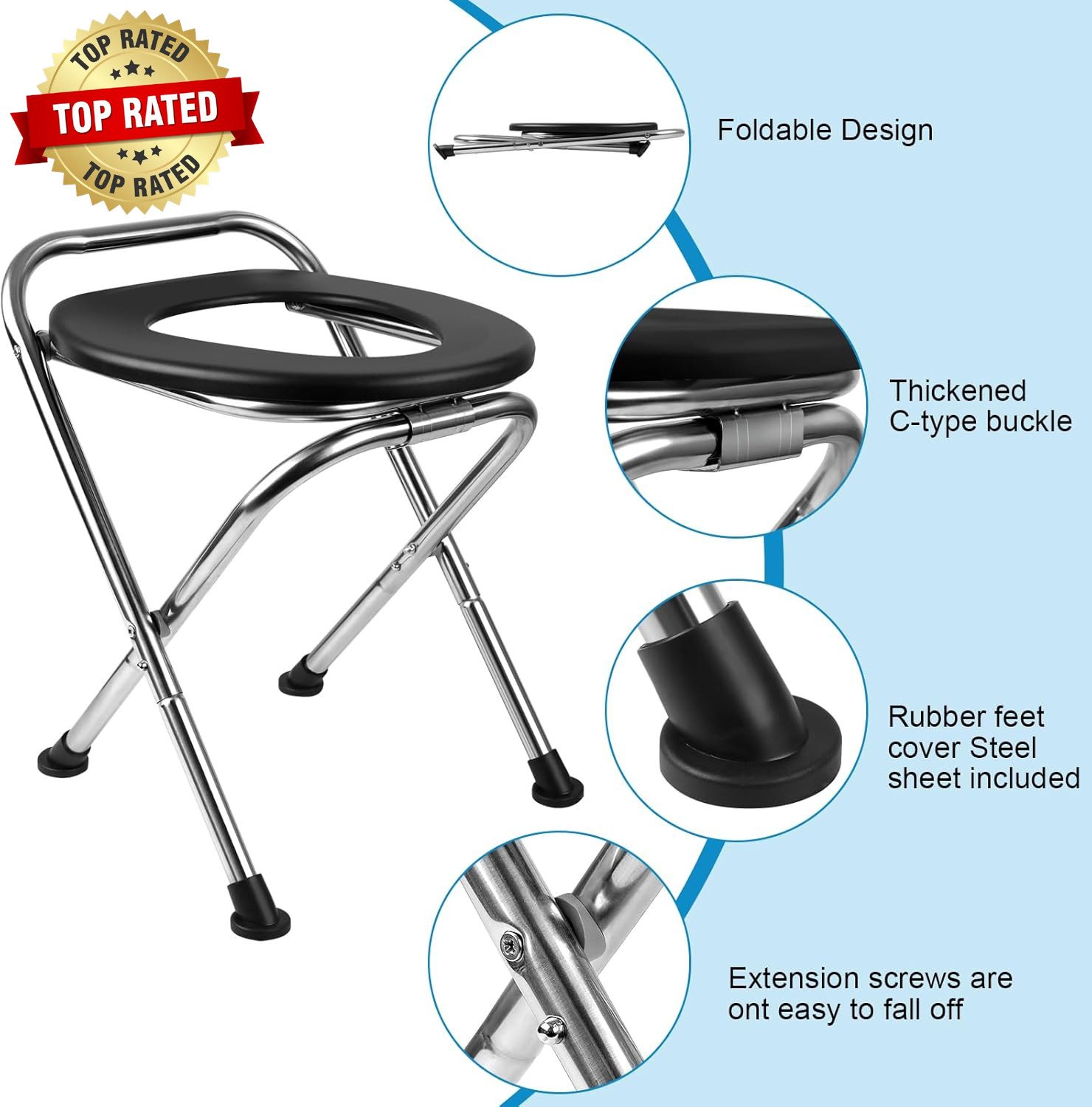 Portable Toilet for Camping, Portable Toilet Seat, Portable Toilet Travel, Stain