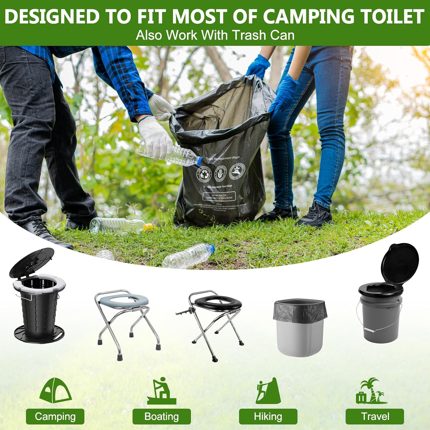 Camping Toilet Bags Eco Absorbent Gel Set, Portable Toilet Bags with Gel, 8 G…