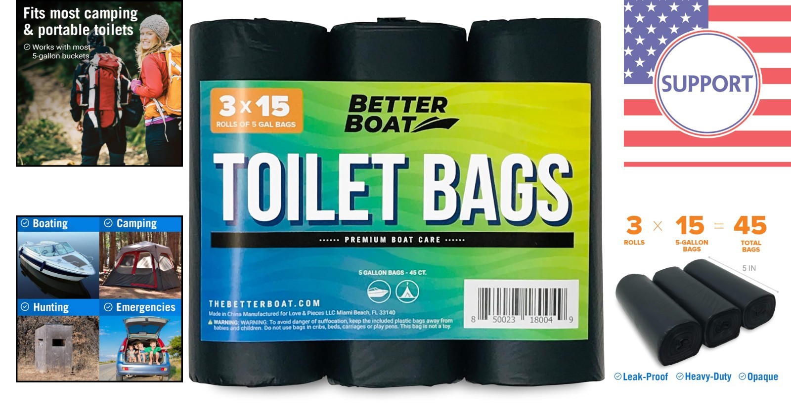 45 Leak-Proof Portable Toilet Bags – Fragrance-Free & Essential for Outdoor Fun