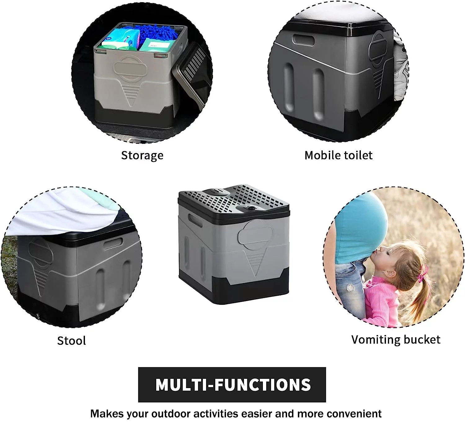 Portable Toilet for Camping, Outdoor Waterproof Travel Folding Toilet，Camping Po