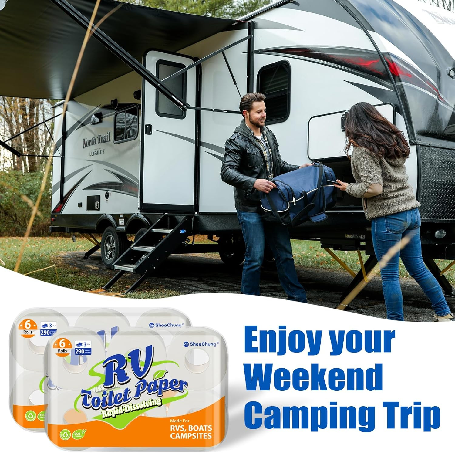 RV Toilet Paper – 12 Rolls, Rapid Dissolve, Septic Safe, Travel Toilet Tissue fo