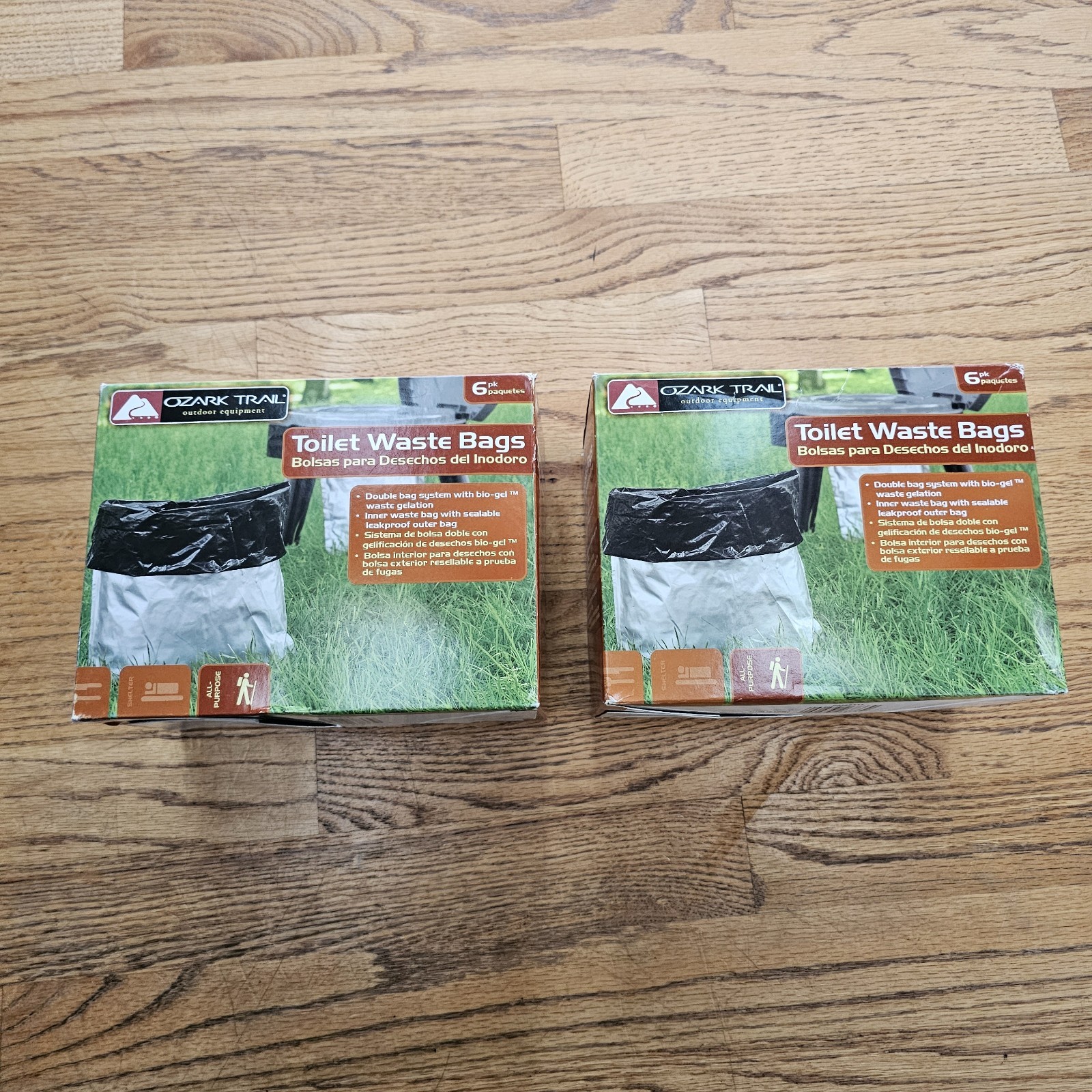 Portable Hiking Camping Toilet Waste Bags Bio-Gel Puncture Resistant TWO BOXES