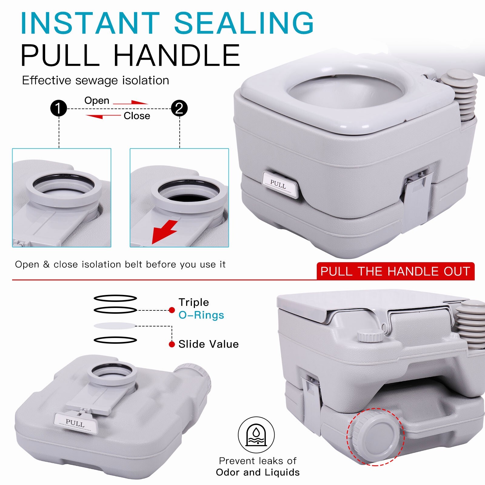 10L Portable Camping Toilet 2.6 Gallon Flush Travel Vehicle Boat Toilet Potty