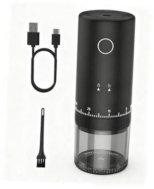 First Grind-While-Charging Rechargeable Coffee Grinder, 1.7X Faster Black