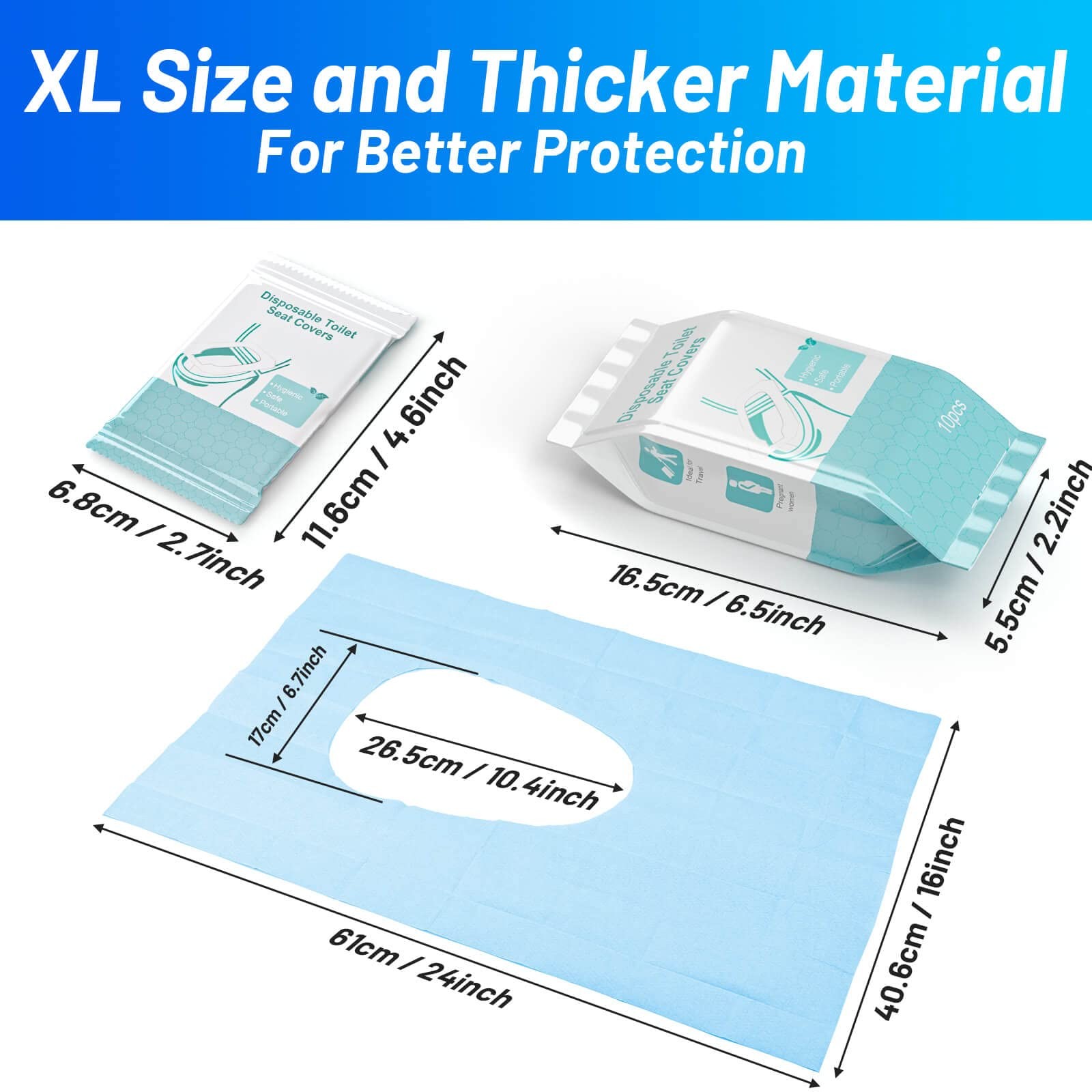 30 Pack Toilet Seat Covers Disposable100% Waterproof 30 Pack, XL, 30 Pcs, XL