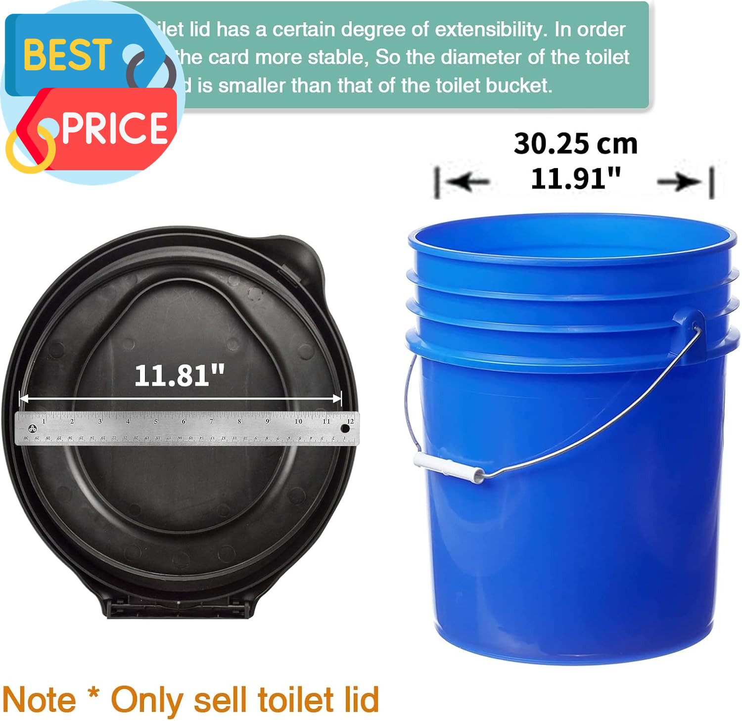 Bucket Toilet Seat with Lid,5 Gallon Luggable Loo Bucket Toilet Seat-Portable To