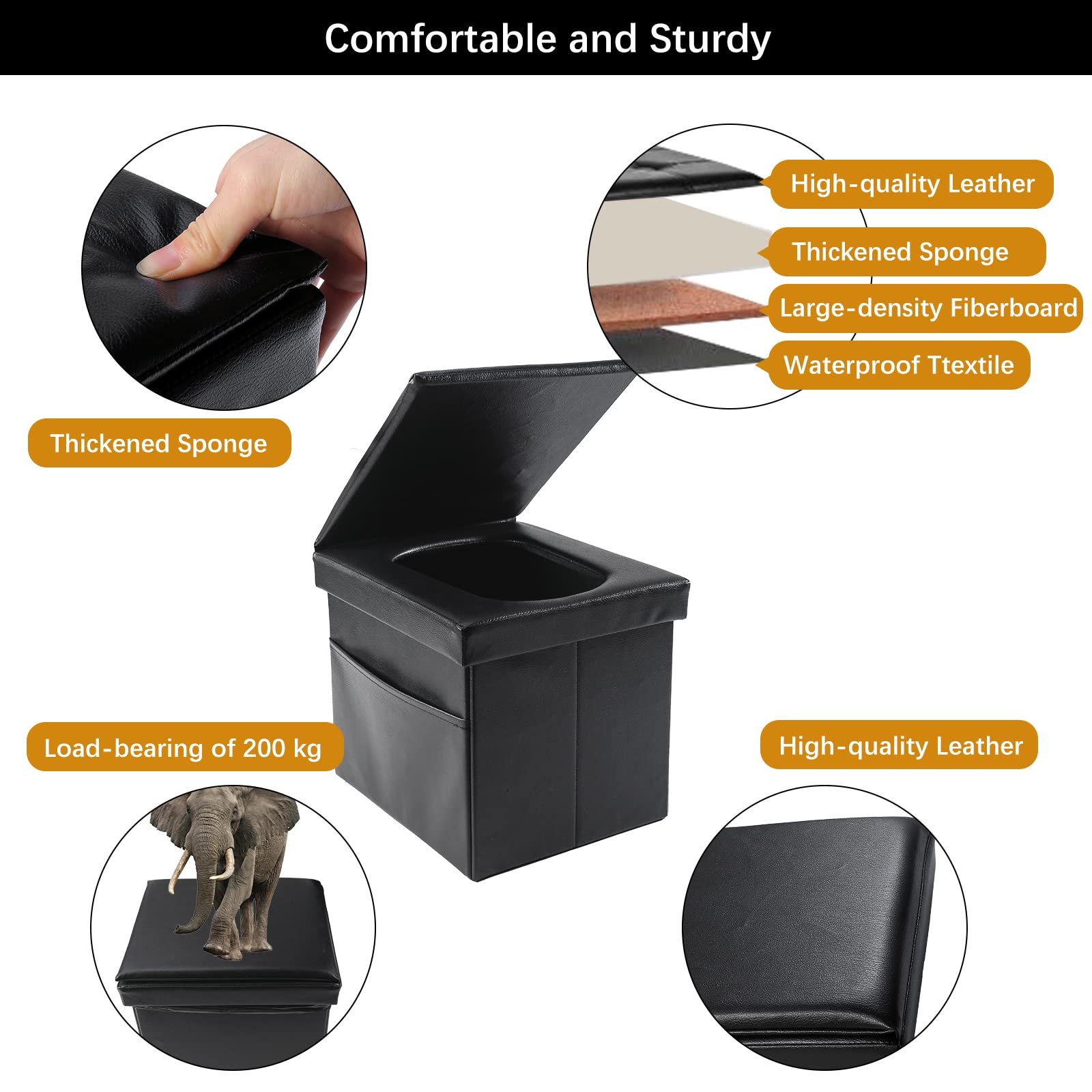 Camping Toilet Foldable, High Quality Leather Mobile Camping Toilet Toilet Loo Kl…