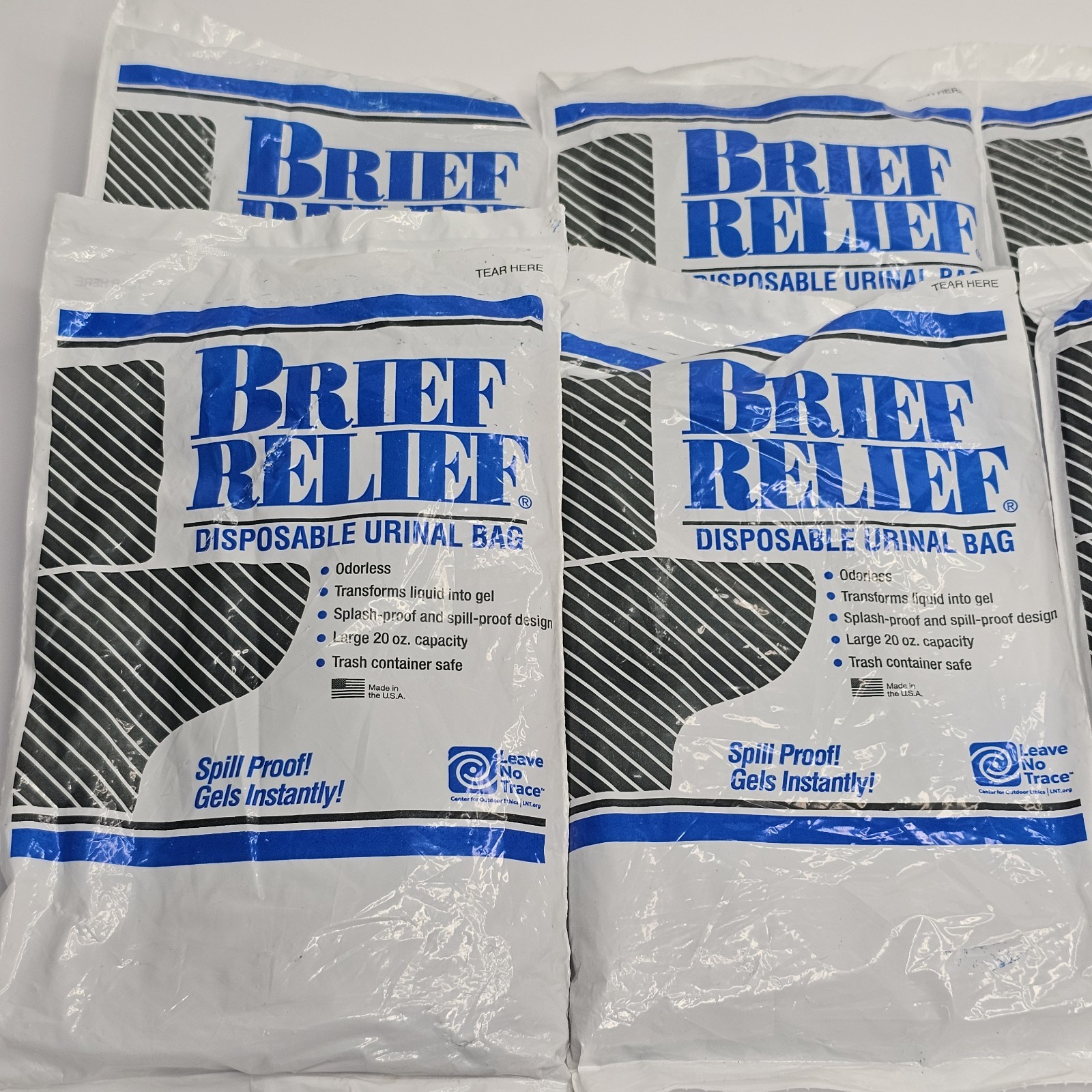 6 BRIEF RELIEF Disposable Urinal Bags BR608 NEW