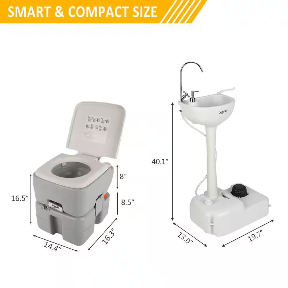 Portable Sink Hand Washing Station and 5.3 Gal. Flushing Toile Combo