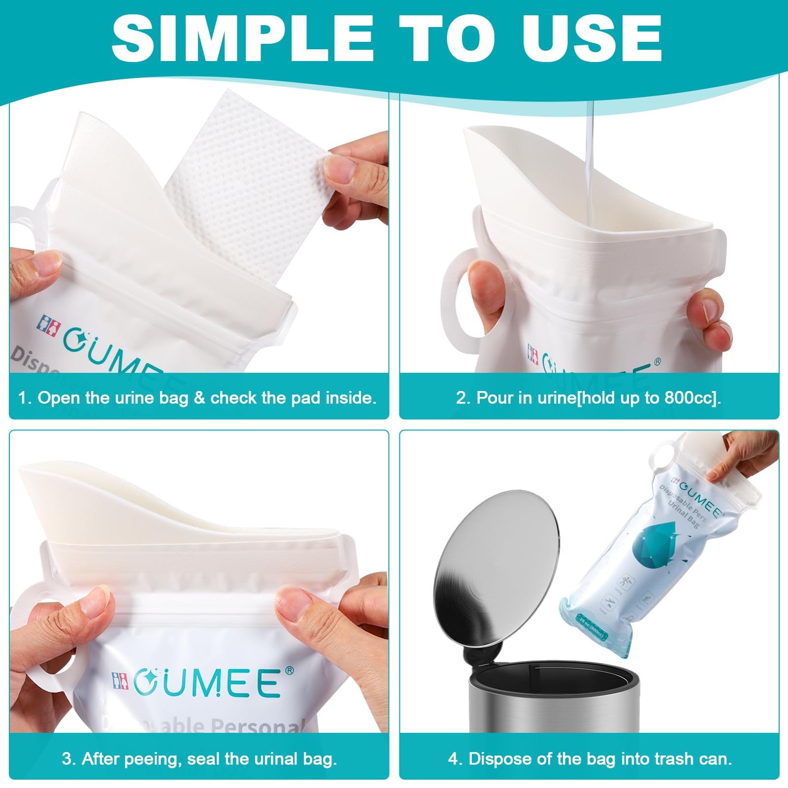 800ML Disposable Urinal Bags, 8/12/20/23/28 Pcs Camping Pee Bags Unisex Urine…